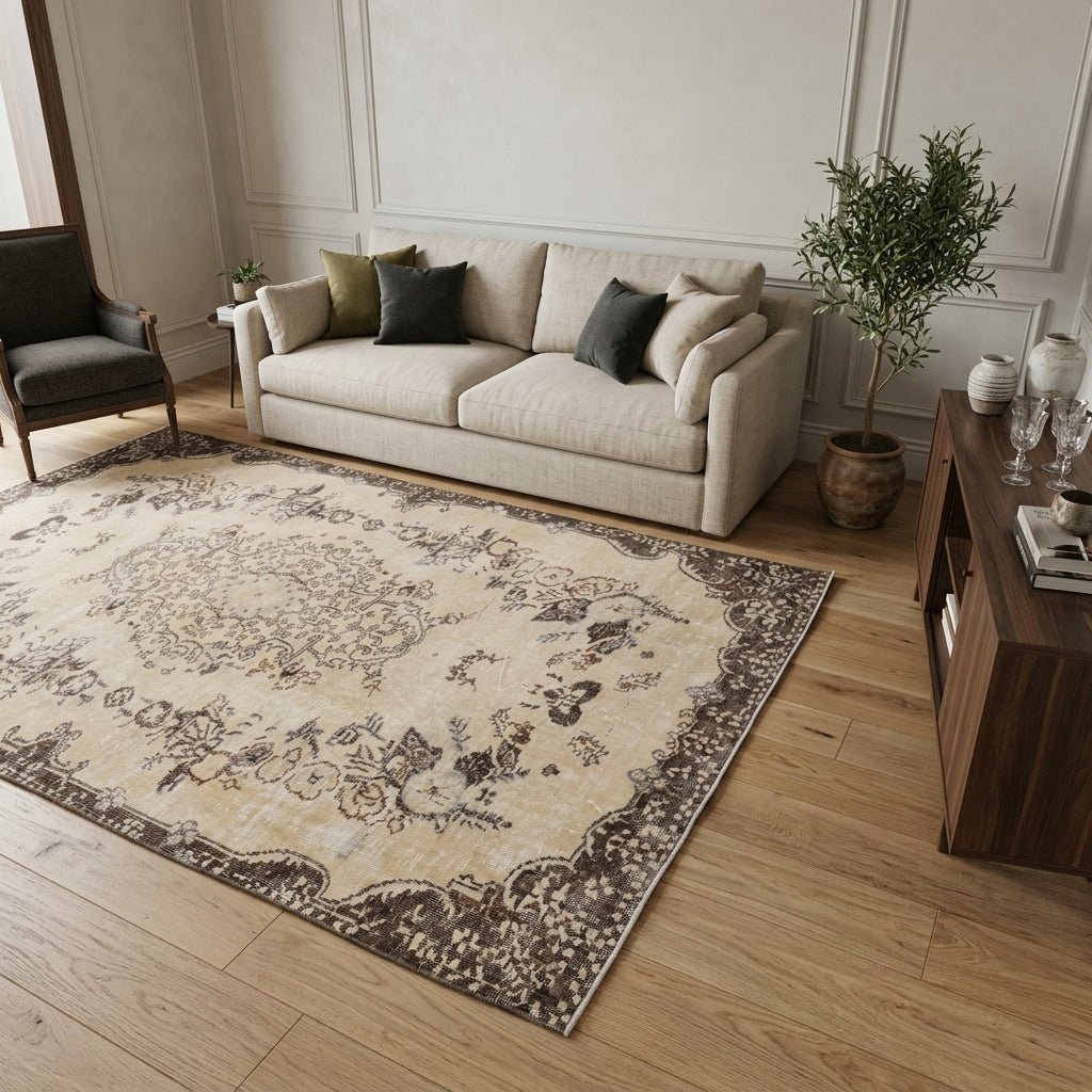 Oriental pattern on the Iasotheia vintage area rug – handmade in Anatolia, Turkey
