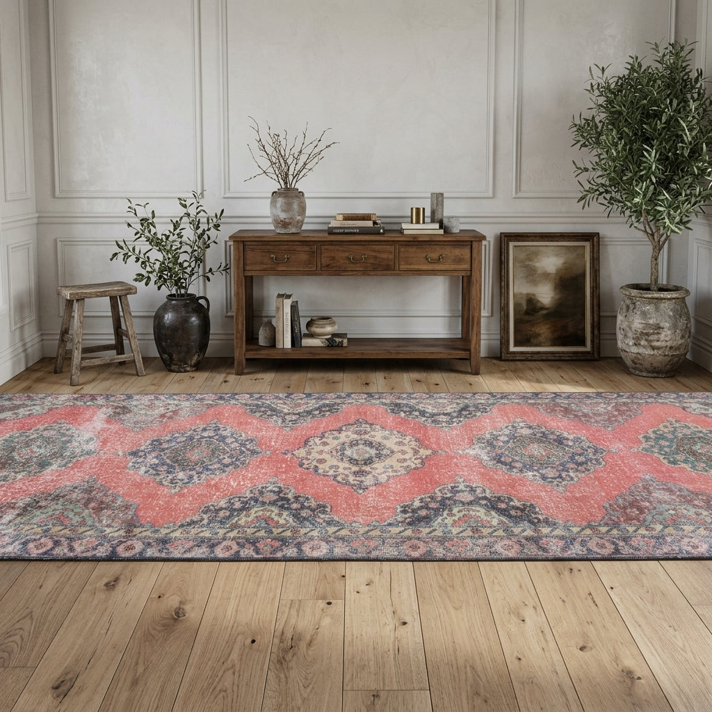 Oriental pattern on the Ionialyra vintage runner rug – handmade in Anatolia, Turkey