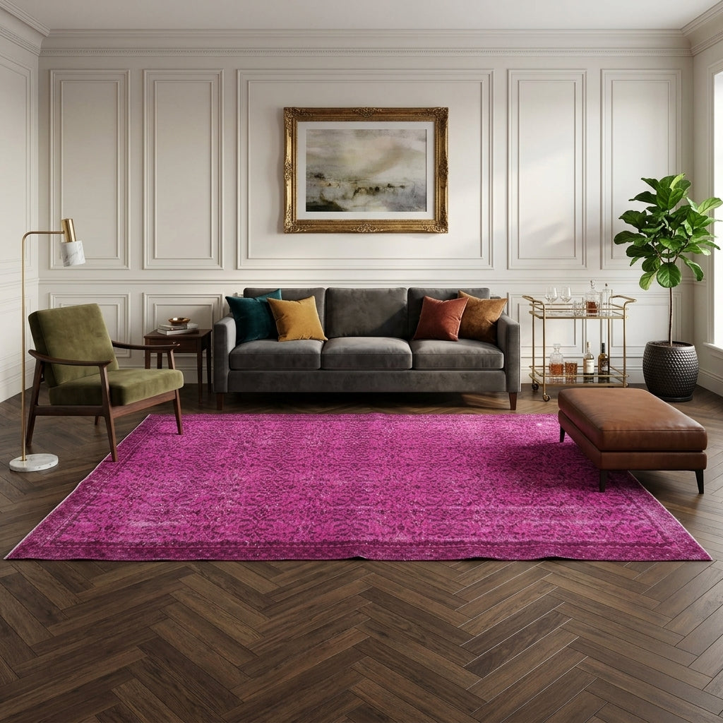 Abstract pattern on the Kalopeleia overdyed vintage area rug – handmade in Anatolia, Turkey
