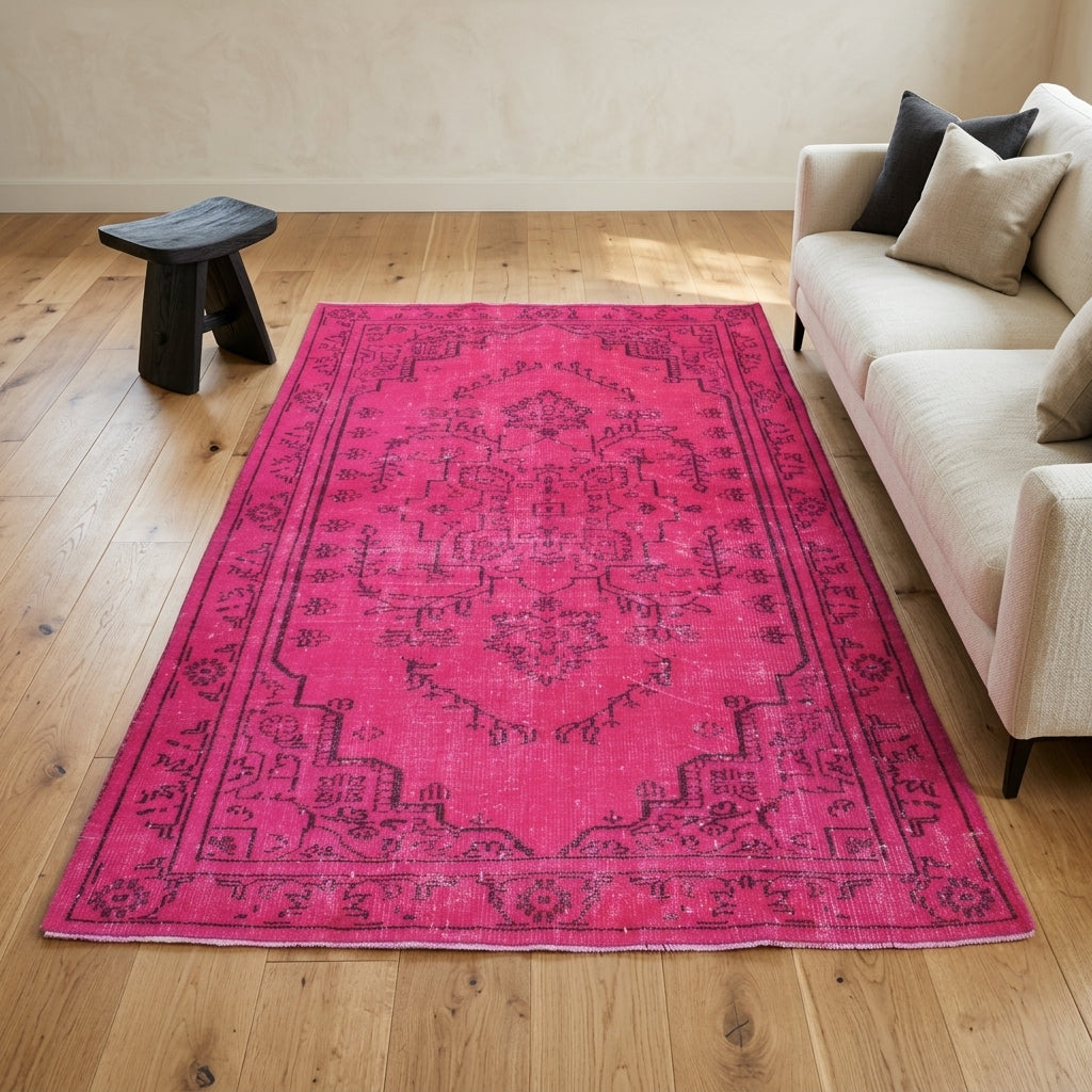 Oriental pattern on the Kalliroe overdyed vintage area rug – handmade in Anatolia, Turkey