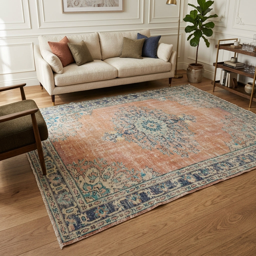 Oriental pattern on the Kalliphora vintage area rug – handmade in Anatolia, Turkey