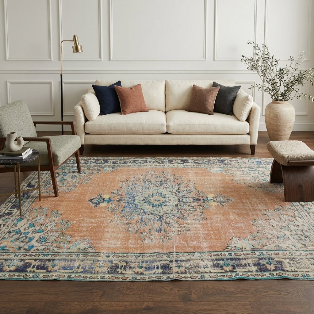 Oriental pattern on the Kalliphora vintage area rug – handmade in Anatolia, Turkey