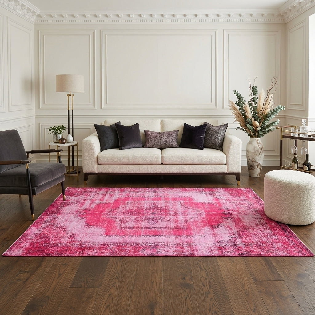 Abstract pattern on the Kallinike overdyed vintage area rug – handmade in Anatolia, Turkey