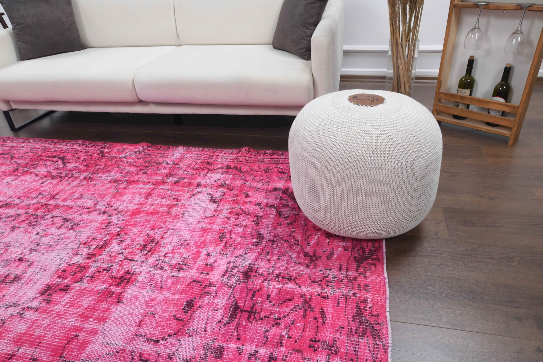 Abstract pattern on the Kadersu overdyed vintage area rug – handmade in Anatolia, Turkey