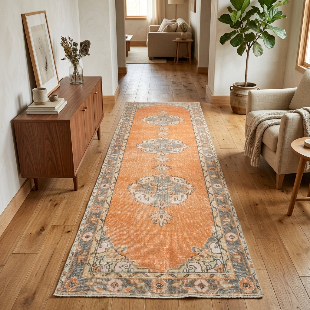 Oriental pattern on the Akikperi vintage runner rug – handmade in Anatolia, Turkey
