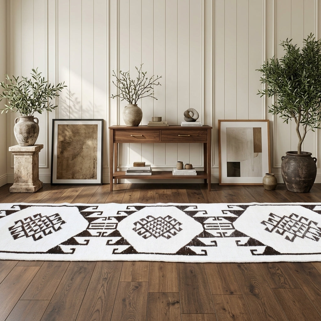 Oriental pattern on the Ahusever vintage runner rug – handmade in Anatolia, Turkey