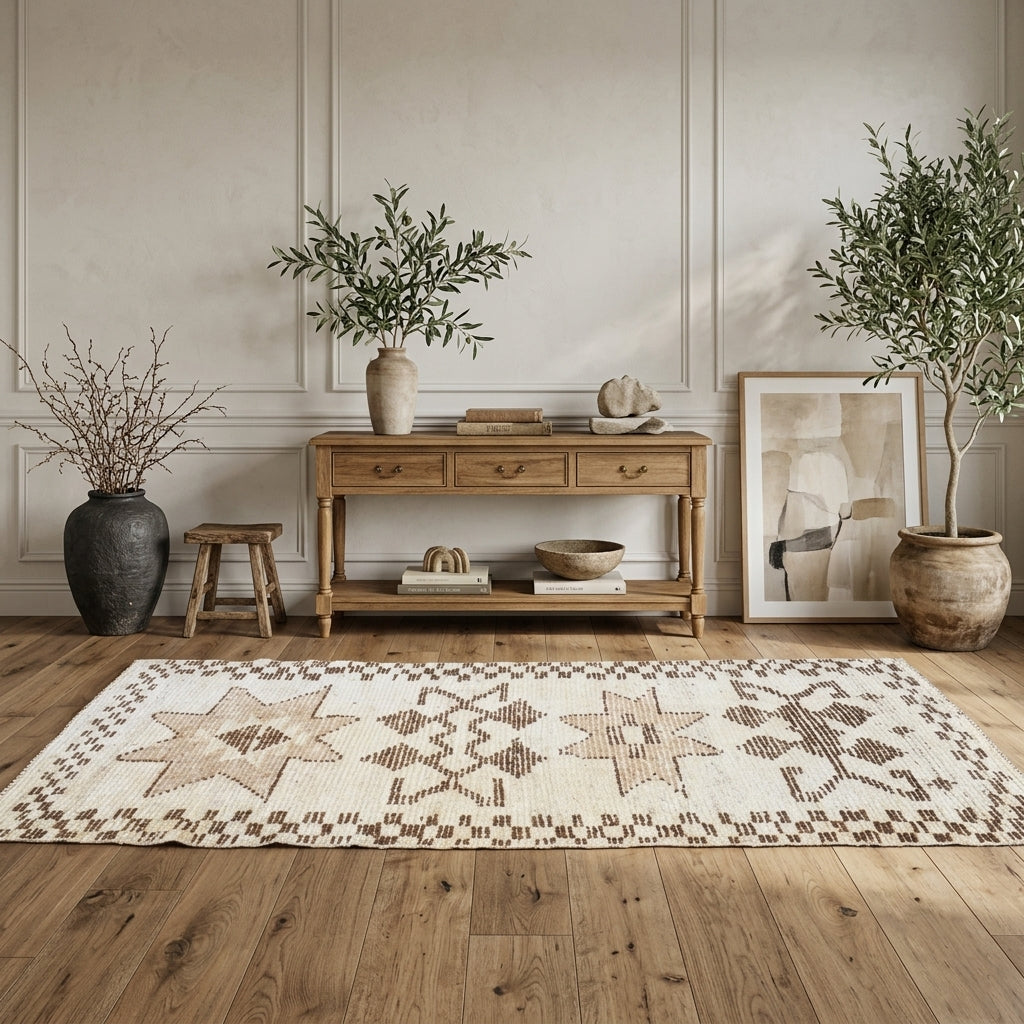 Oriental pattern on the Ahunaz vintage runner rug – handmade in Anatolia, Turkey