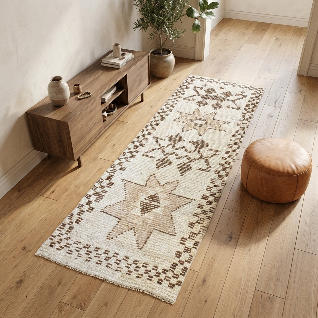 Oriental pattern on the Ahunaz vintage runner rug – handmade in Anatolia, Turkey