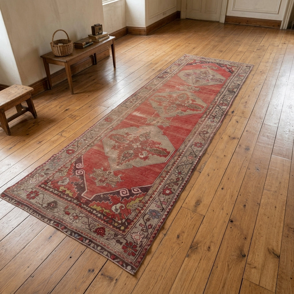 Oriental pattern on the Doria vintage runner rug – handmade in Anatolia, Turkey