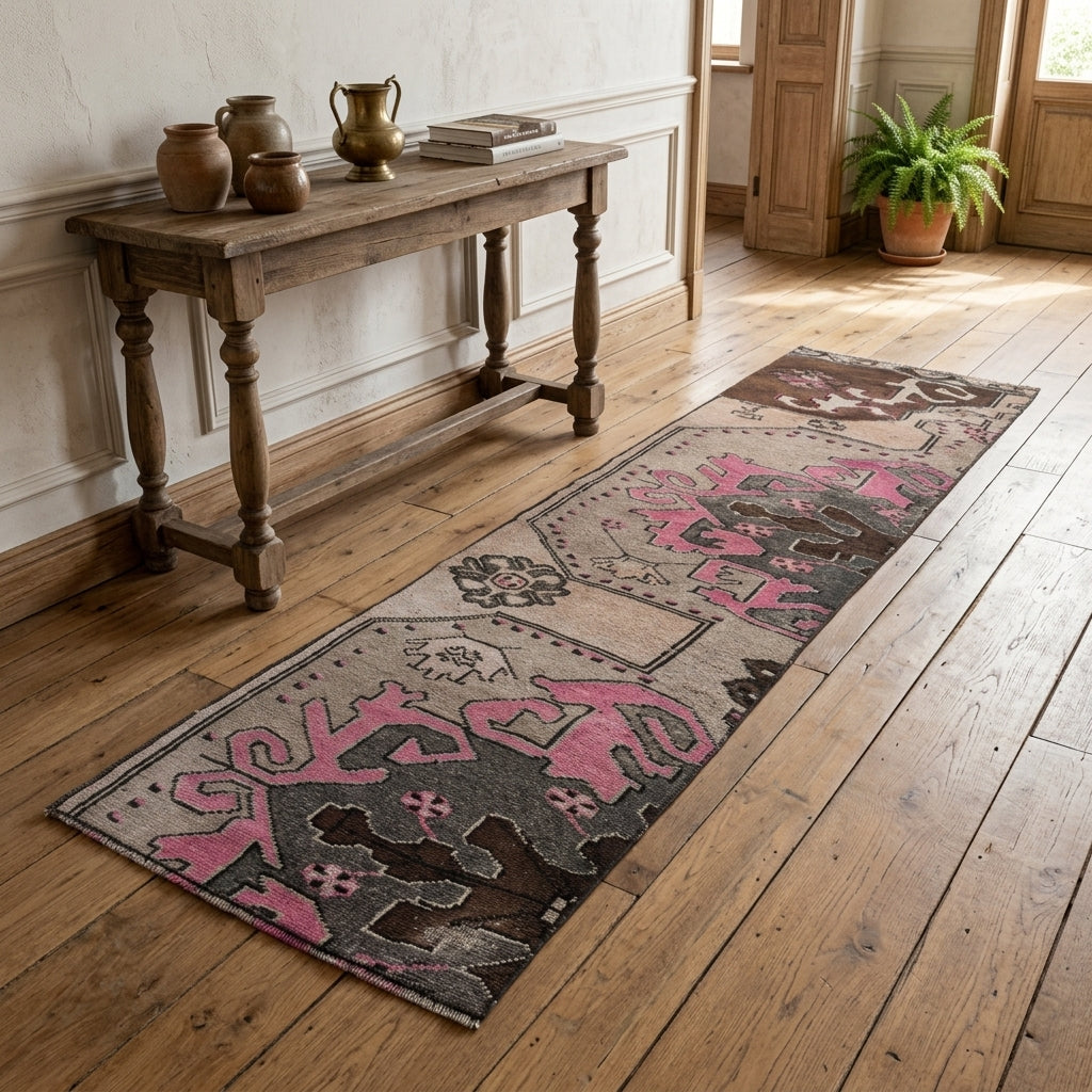 Oriental pattern on the Elamelek vintage runner rug – handmade in Anatolia, Turkey