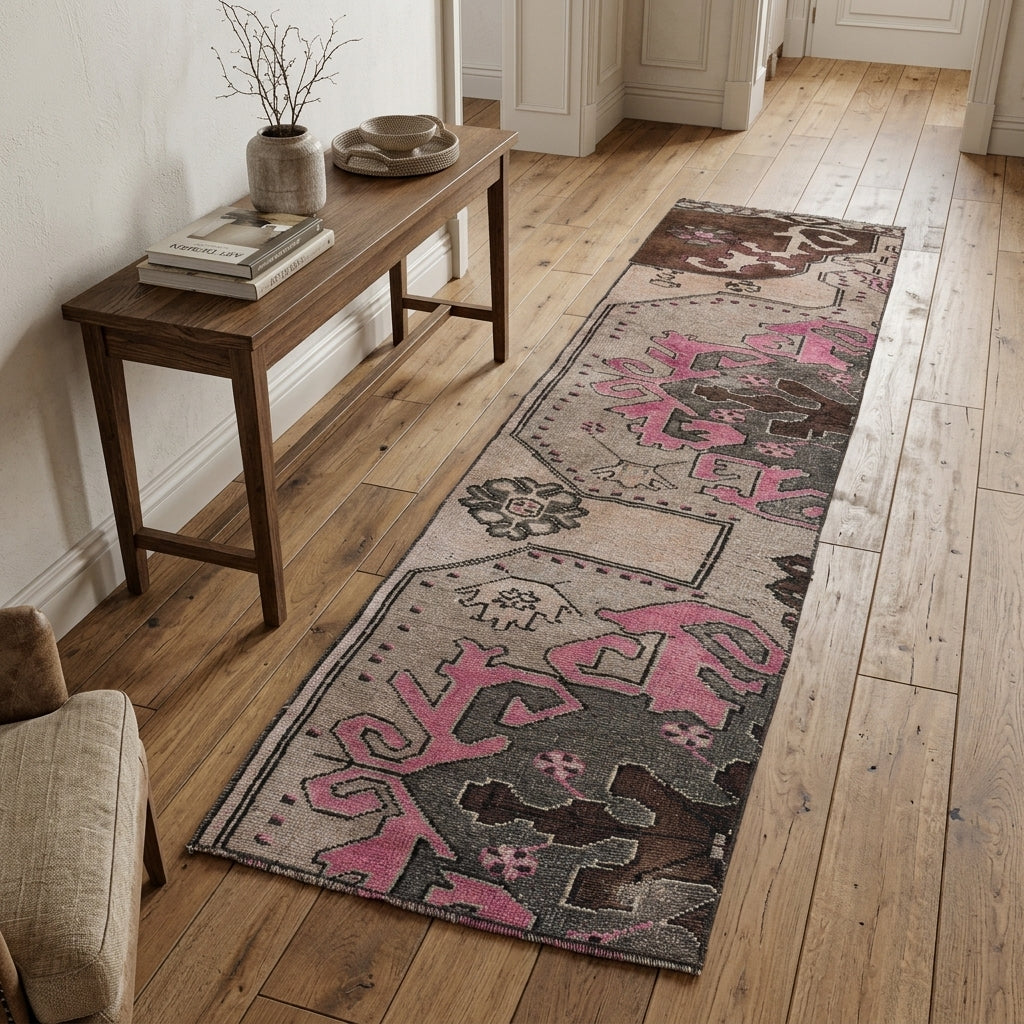 Oriental pattern on the Elamelek vintage runner rug – handmade in Anatolia, Turkey