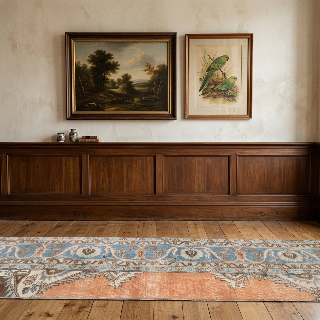 Oriental pattern on the Dilpare vintage runner rug – handmade in Anatolia, Turkey