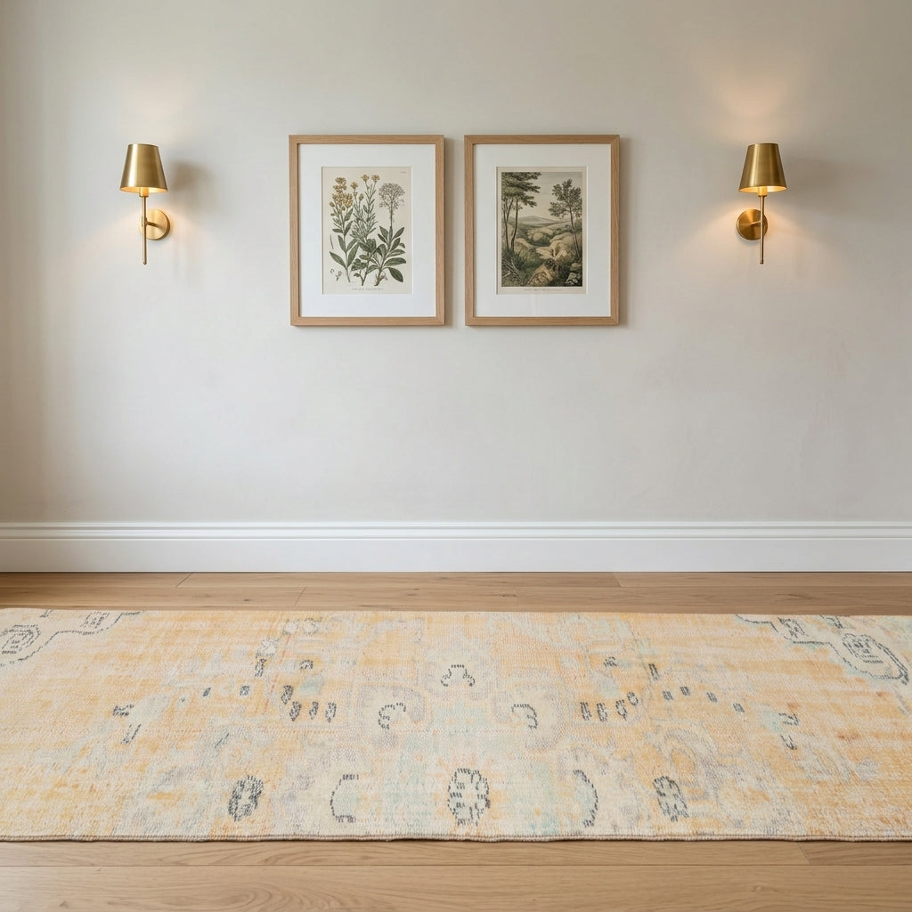 Abstract pattern on the Denizdil distressed vintage runner rug – handmade in Anatolia, Turkey