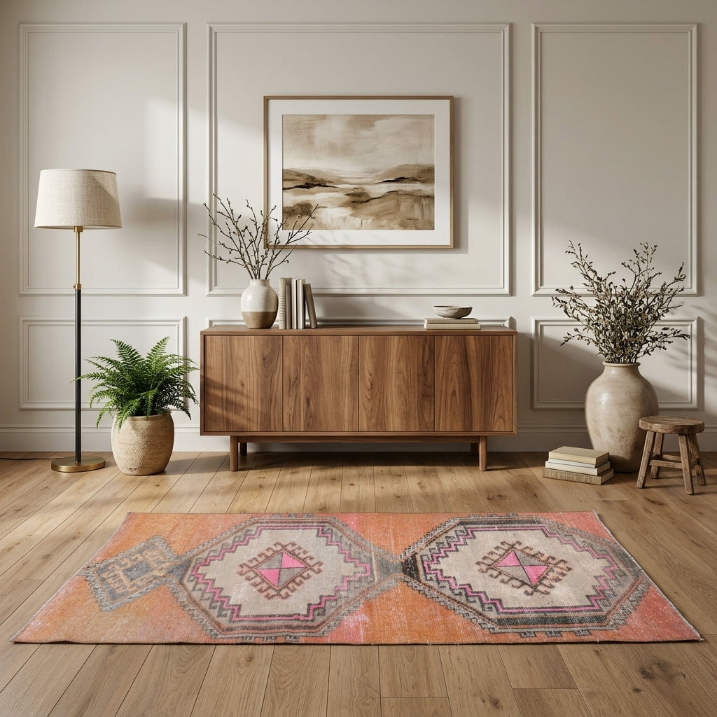 Oriental pattern on the Duruefsan vintage area rug – handmade in Anatolia, Turkey