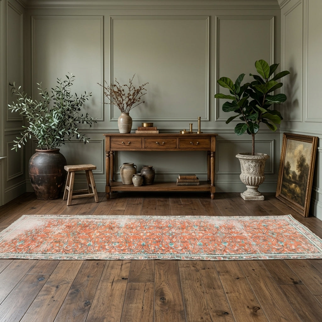 Floral pattern on the Zulalnisin vintage runner rug – handmade in Anatolia, Turkey