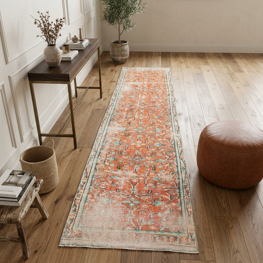 Floral pattern on the Zulalnisin vintage runner rug – handmade in Anatolia, Turkey