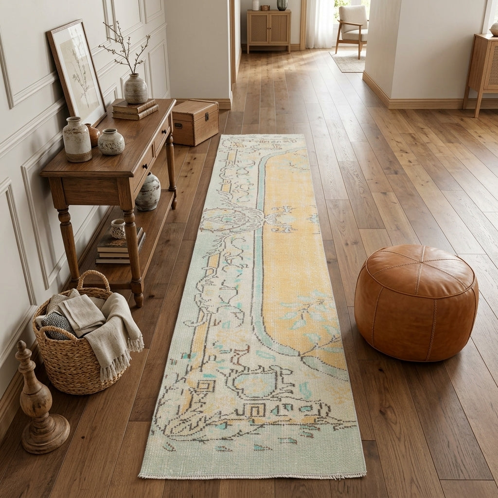 Oriental pattern on the Zibaruhsu vintage runner rug – handmade in Anatolia, Turkey
