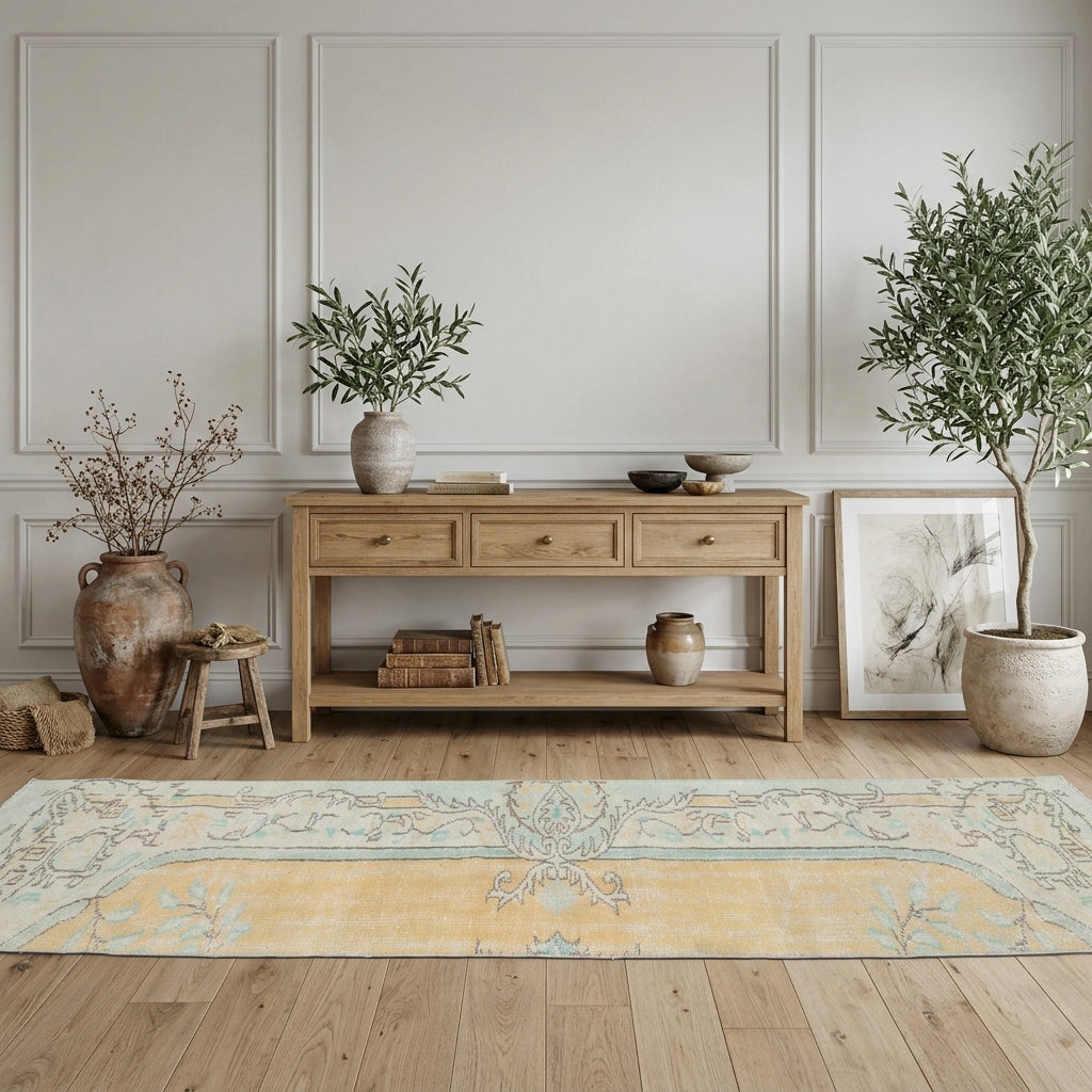 Oriental pattern on the Zibaruhsu vintage runner rug – handmade in Anatolia, Turkey
