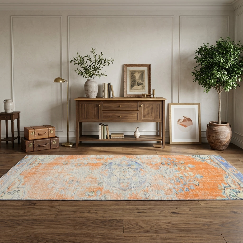 Oriental pattern on the Zibaisik vintage runner rug – handmade in Anatolia, Turkey