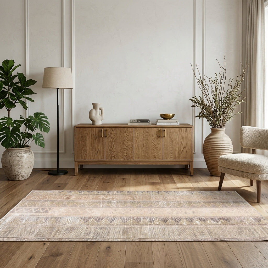 Oriental pattern on the Aristanthe vintage patchwork runner rug – handmade in Anatolia, Turkey