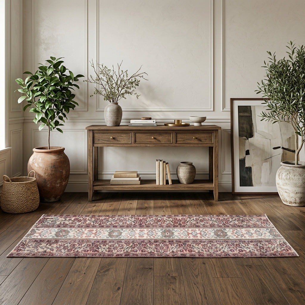 Oriental pattern on the Andros vintage patchwork runner rug – handmade in Anatolia, Turkey
