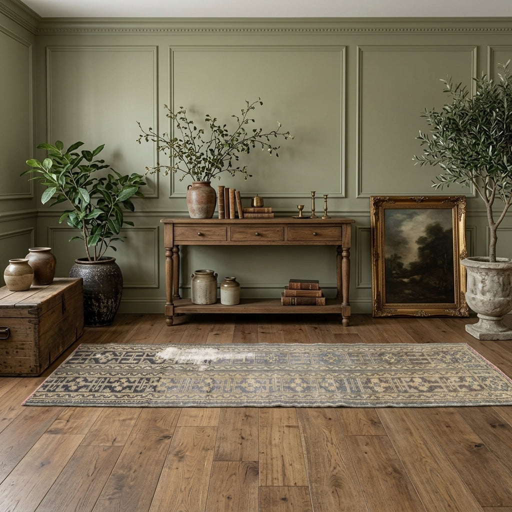 Oriental pattern on the Amaranthrhoe vintage patchwork runner rug – handmade in Anatolia, Turkey