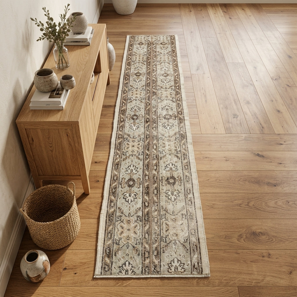 Oriental pattern on the Alevisik vintage patchwork runner rug – handmade in Anatolia, Turkey