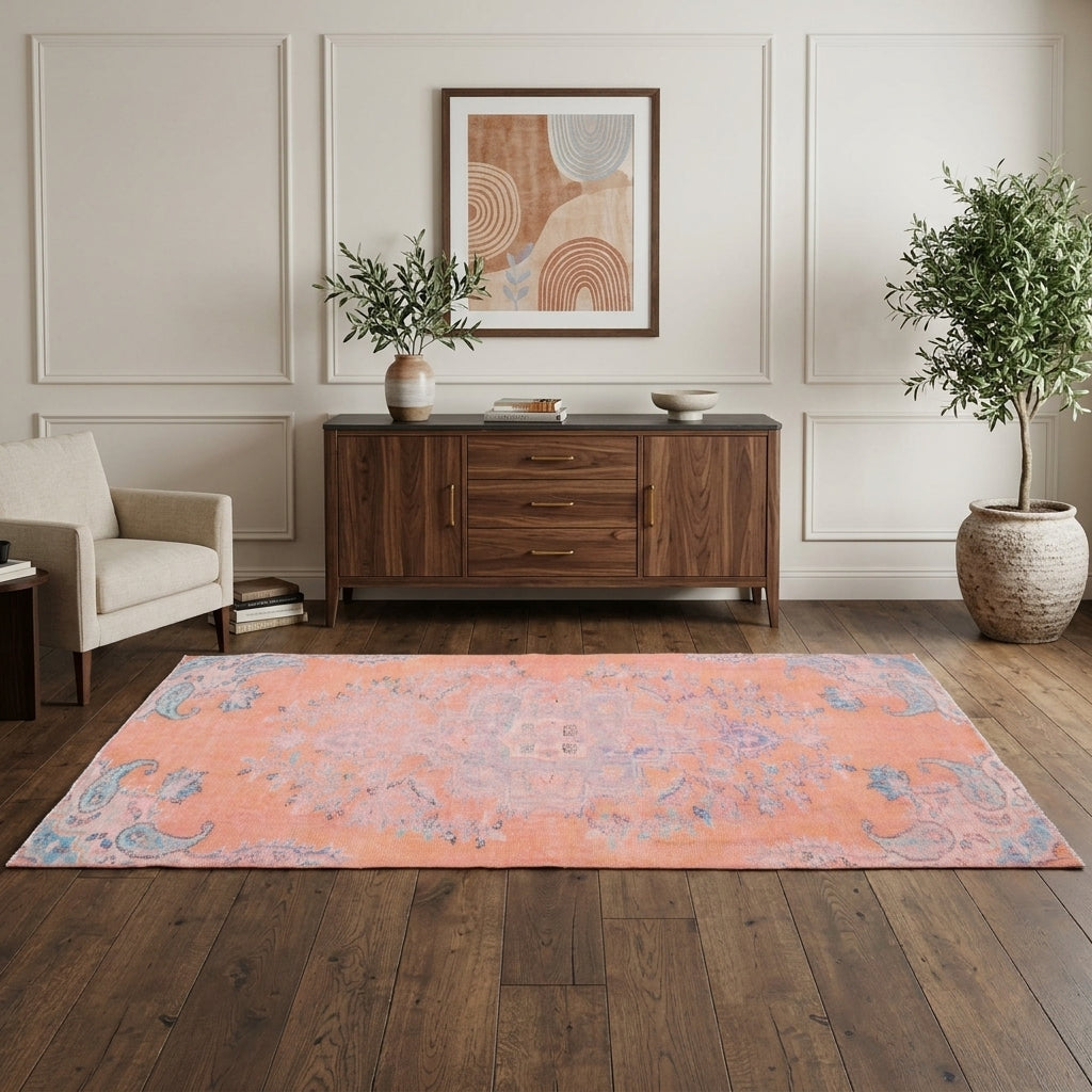 Oriental pattern on the Dilsadnur vintage area rug – handmade in Anatolia, Turkey