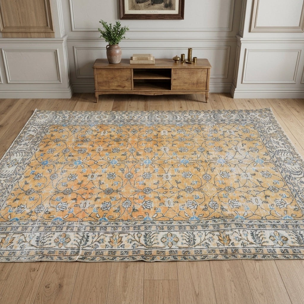 Oriental pattern on the Dilasubnaz vintage area rug – handmade in Anatolia, Turkey