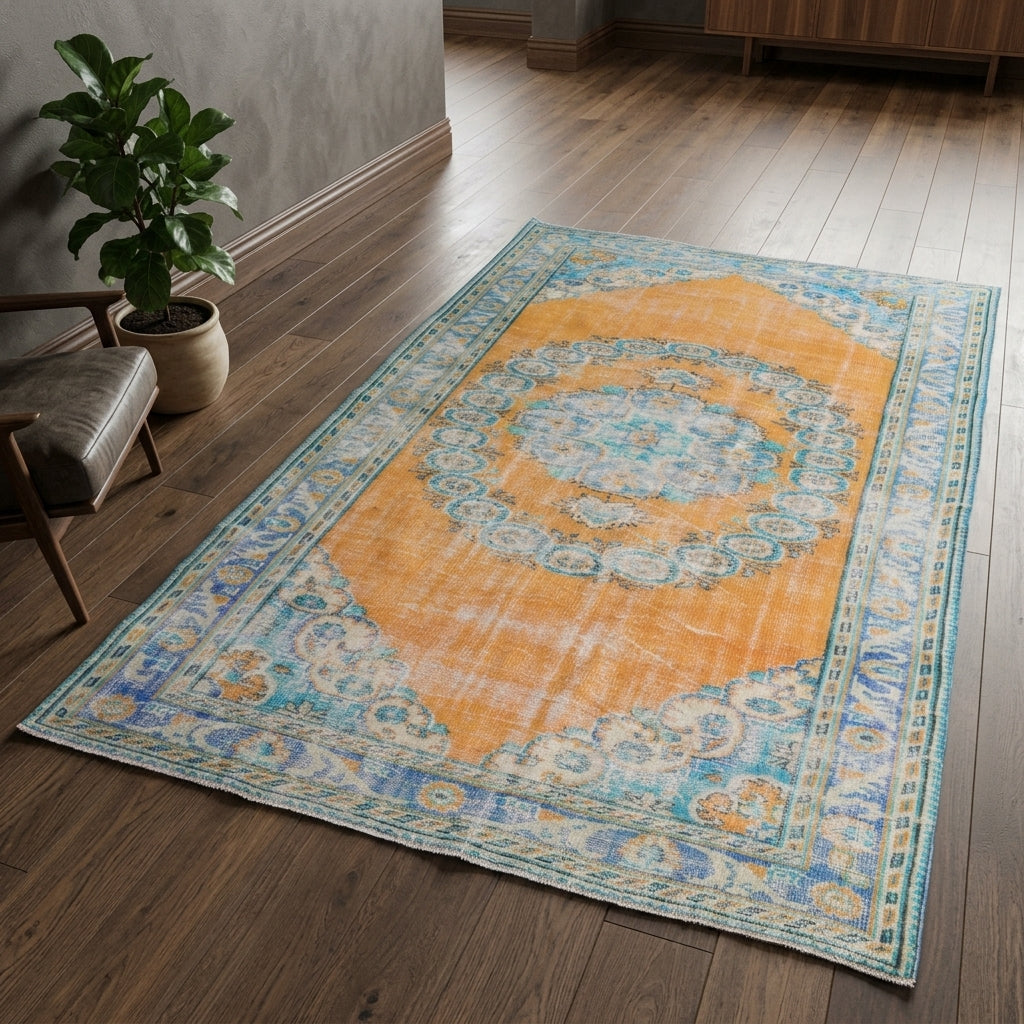 Oriental pattern on the Hedymeda vintage area rug – handmade in Anatolia, Turkey