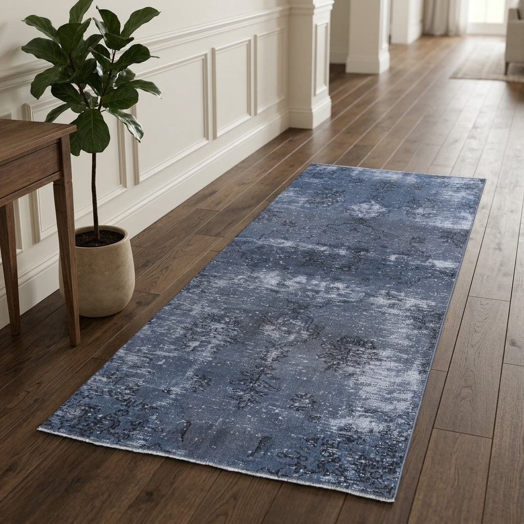 Floral pattern on the Damlapare overdyed vintage area rug – handmade in Anatolia, Turkey