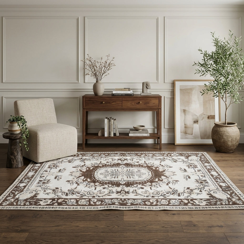 Oriental pattern on the Hazanbahar vintage area rug – handmade in Anatolia, Turkey