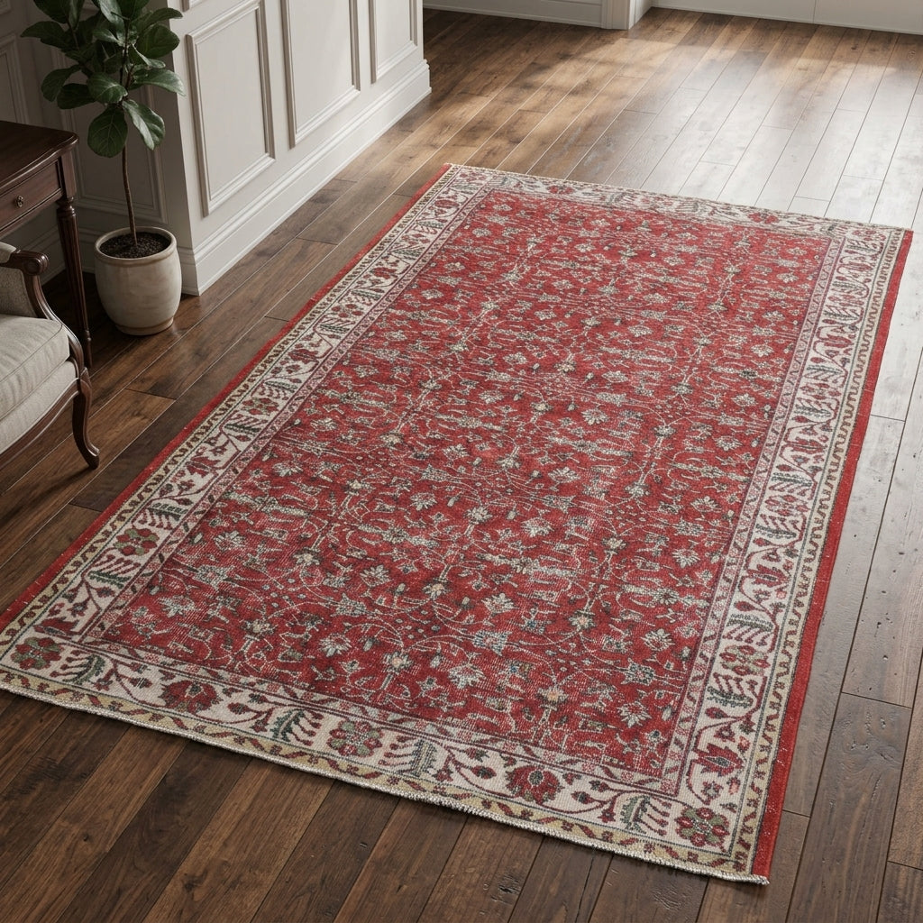 Floral pattern on the Goncaban vintage area rug – handmade in Anatolia, Turkey