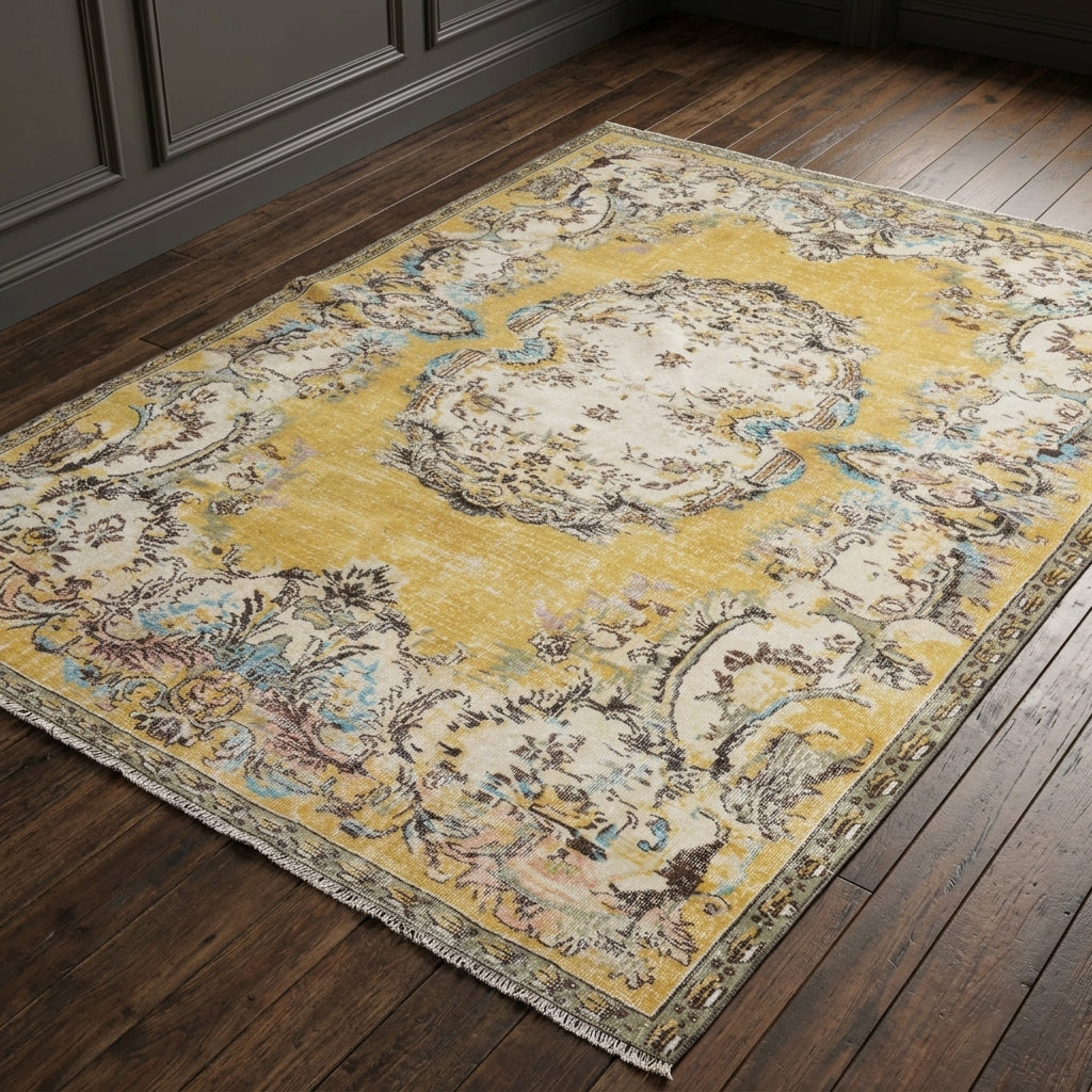 Oriental pattern on the Galenomorphe vintage area rug – handmade in Anatolia, Turkey
