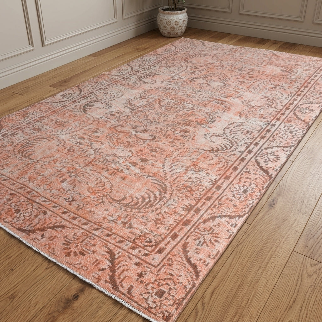 Oriental pattern on the Fundadeniz overdyed vintage area rug – handmade in Anatolia, Turkey