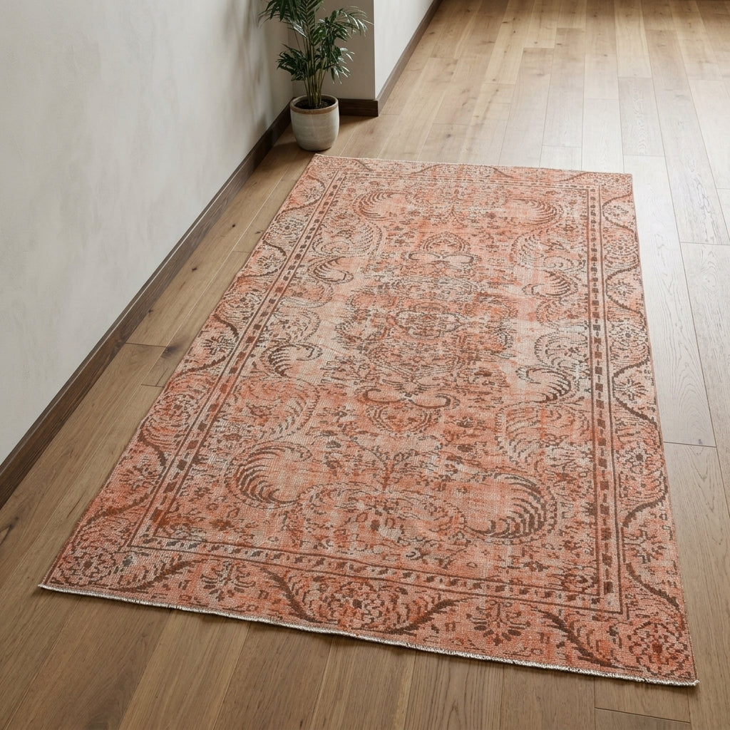 Oriental pattern on the Fundadeniz overdyed vintage area rug – handmade in Anatolia, Turkey