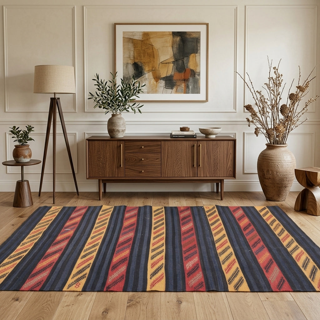 Pattern on the Zerrinkusa vintage kilim runner rug – handwoven flatweave in Anatolia, Turkey