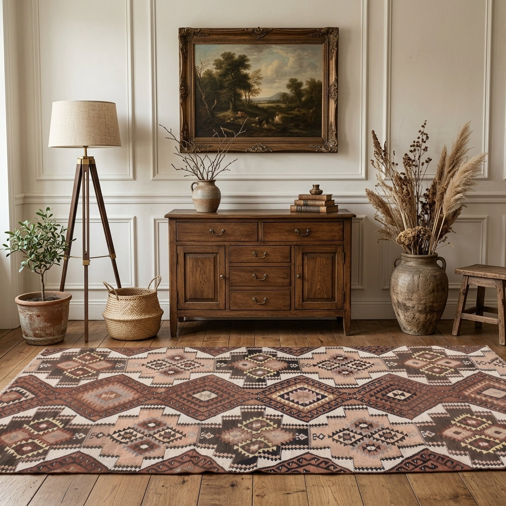 Oriental pattern on the Zerrinefruz vintage runner rug – handmade in Anatolia, Turkey
