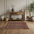 Ikat pattern on the Pelagopelia vintage kilim rug – handwoven flatweave in Anatolia, Turkey