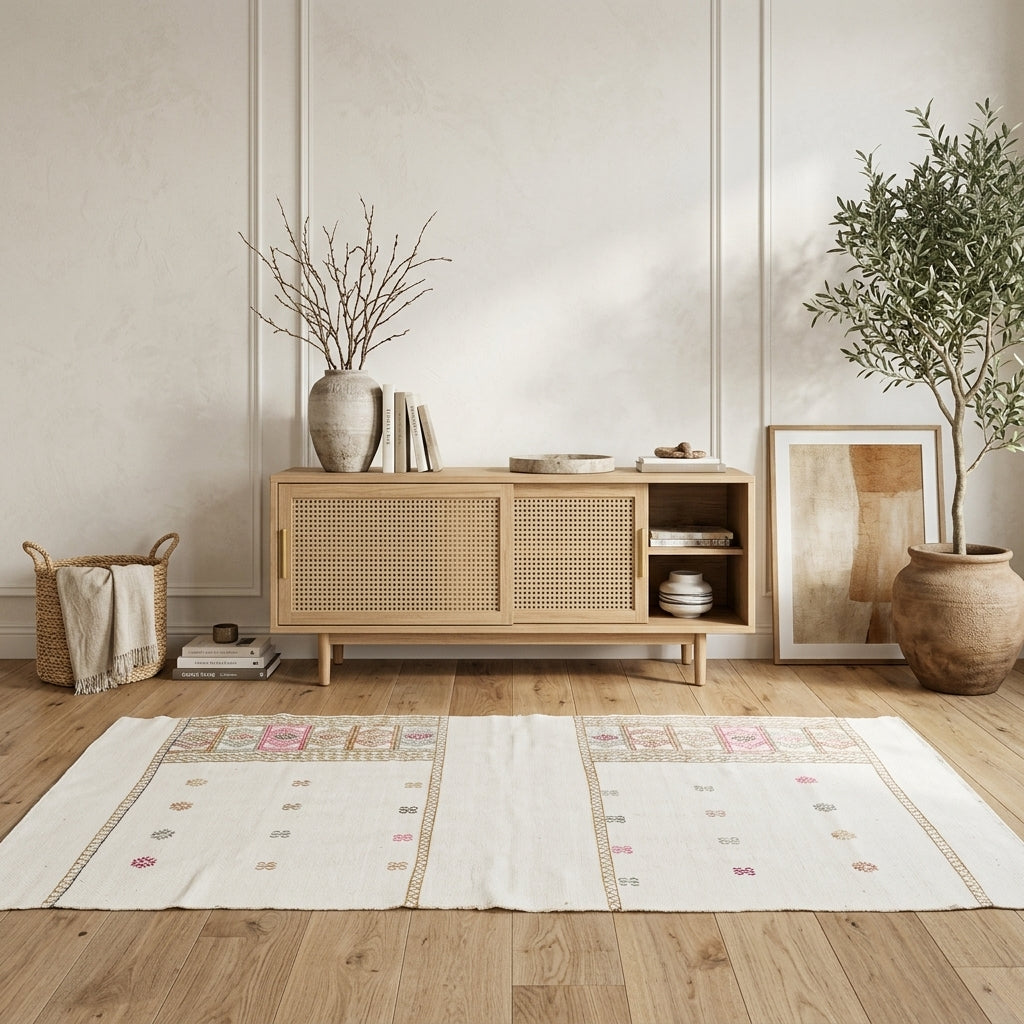 Solid pattern on the Xanthopelia vintage kilim runner rug – handwoven flatweave in Anatolia, Turkey