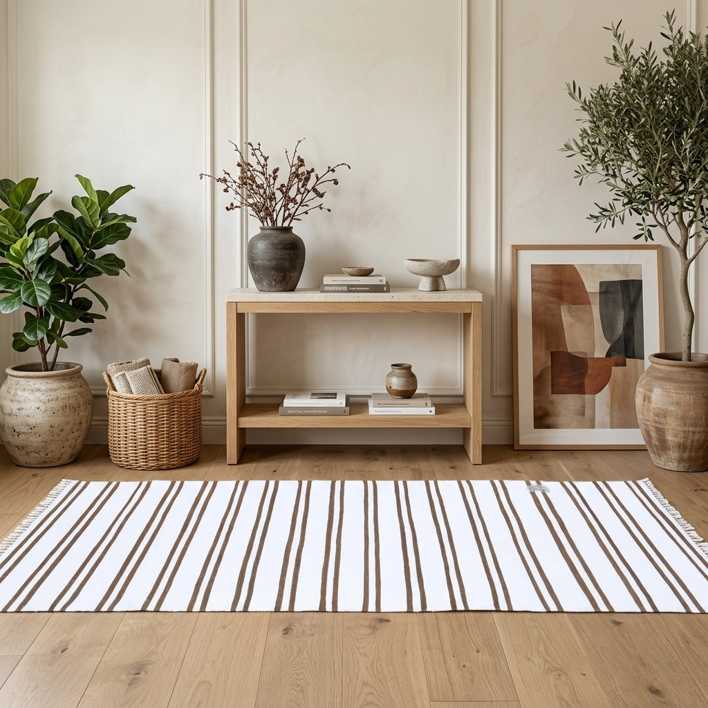 Striped pattern on the Vildan vintage kilim runner rug – handwoven flatweave in Anatolia, Turkey