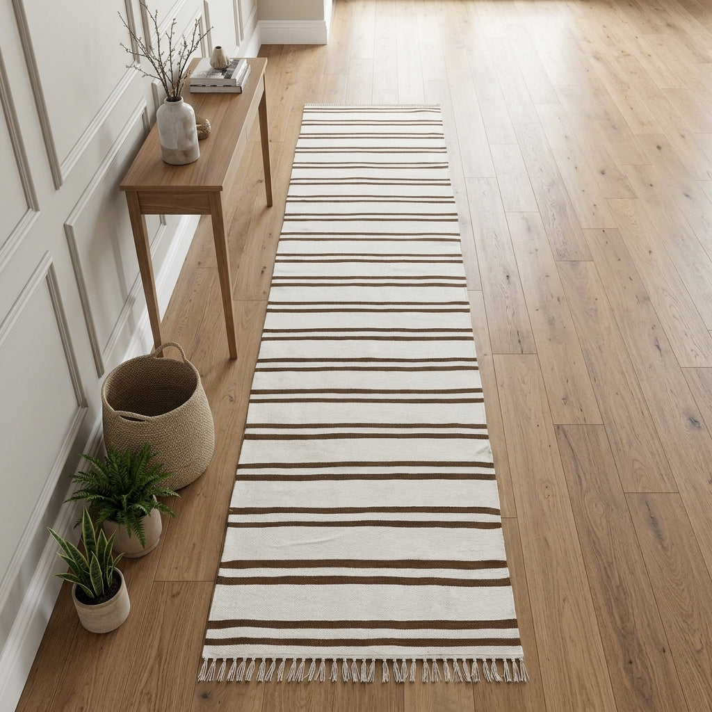 Striped pattern on the Vildan vintage kilim runner rug – handwoven flatweave in Anatolia, Turkey