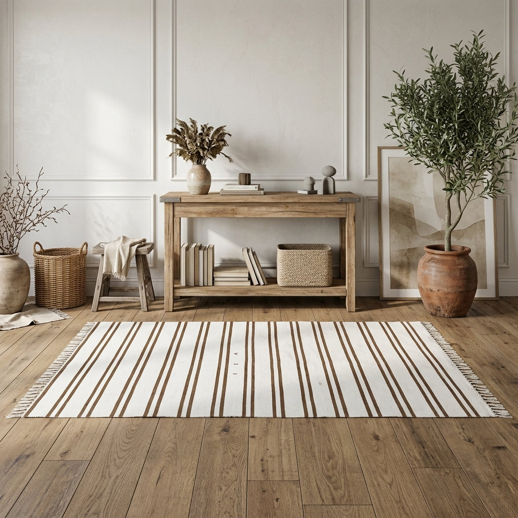 Striped pattern on the Vefasad vintage kilim runner rug – handwoven flatweave in Anatolia, Turkey