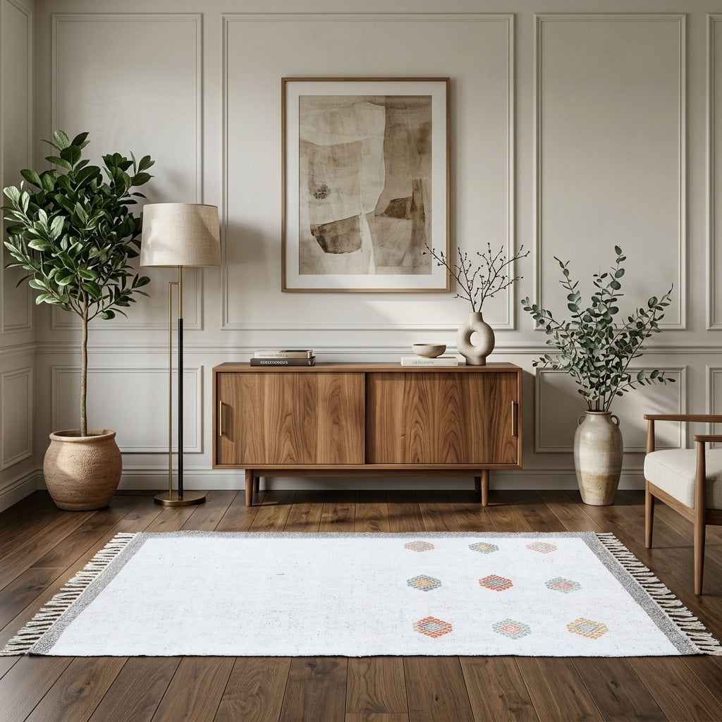 Solid pattern on the Vecdumut vintage kilim runner rug – handwoven flatweave in Anatolia, Turkey