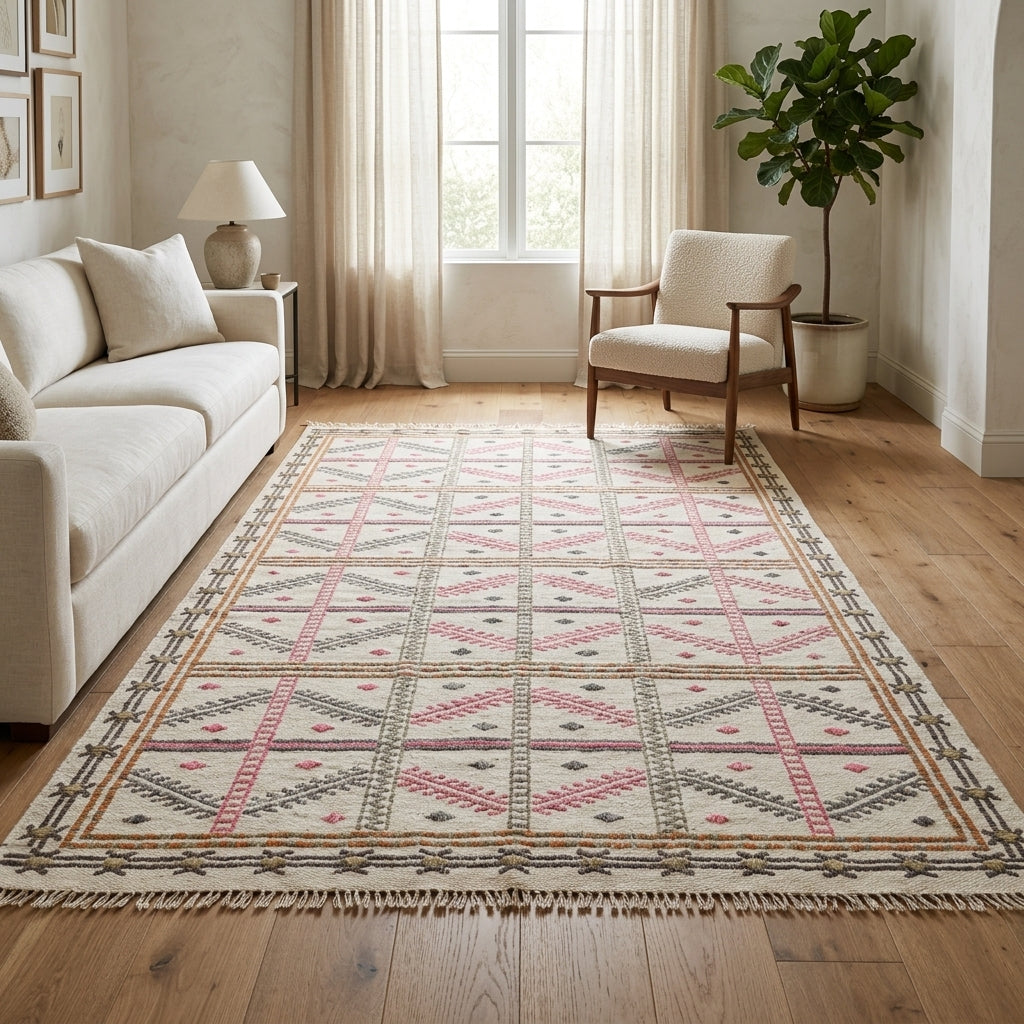 Solid pattern on the Vahidenur vintage kilim runner rug – handwoven flatweave in Anatolia, Turkey