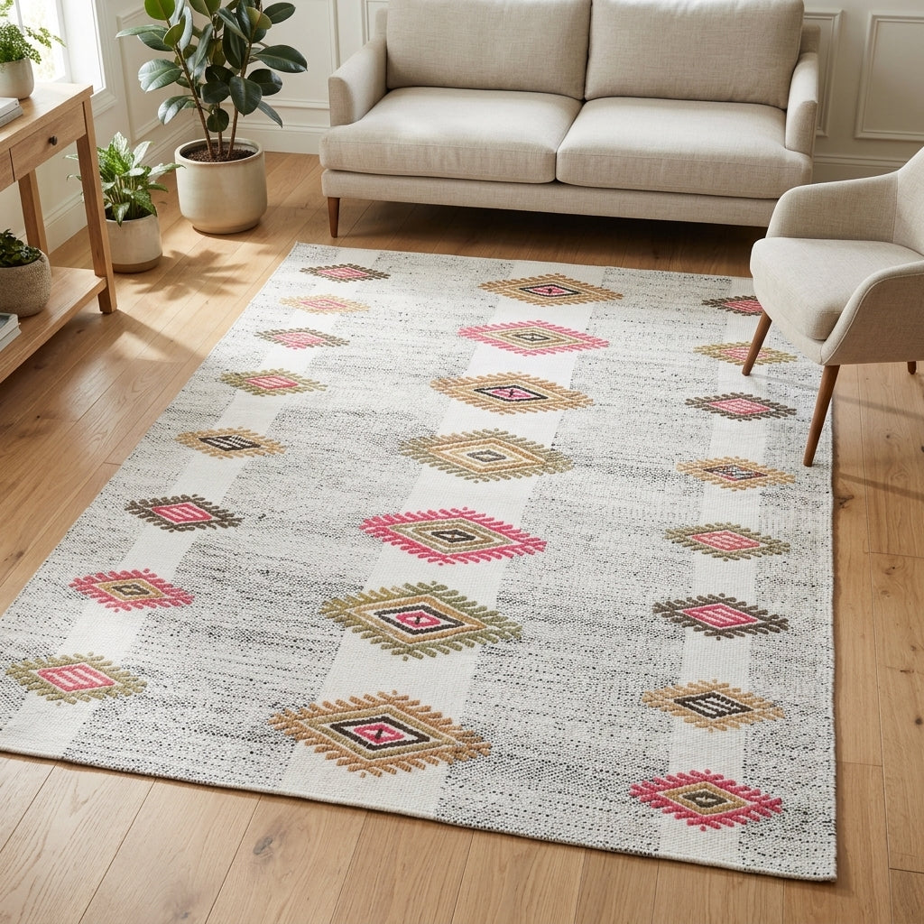 Solid pattern on the Ulku vintage kilim runner rug – handwoven flatweave in Anatolia, Turkey