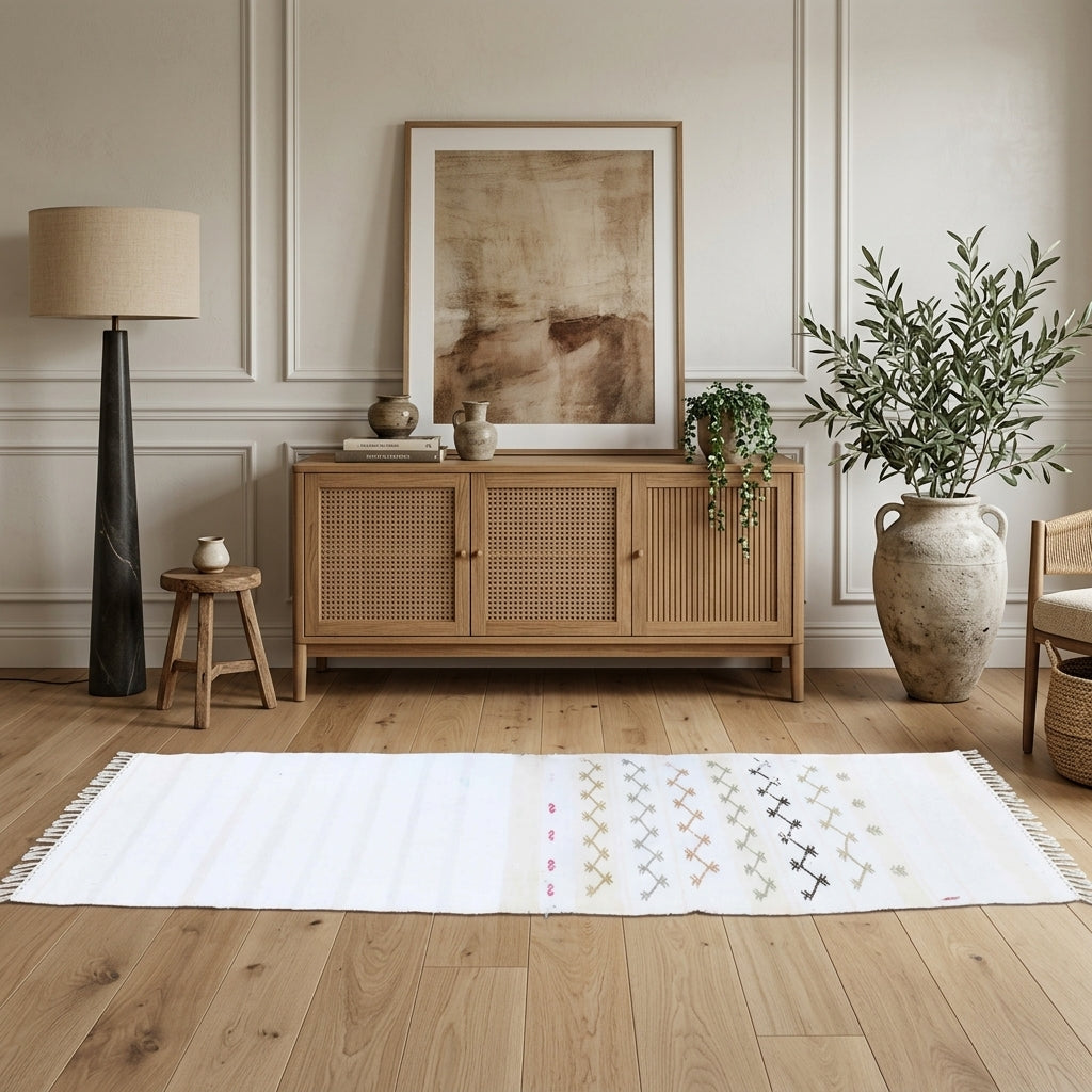 Pattern on the Turhanaz vintage kilim runner rug – handwoven flatweave in Anatolia, Turkey