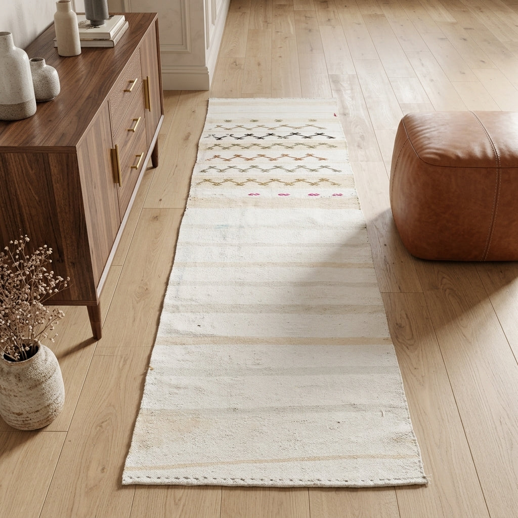 Pattern on the Turhanaz vintage kilim runner rug – handwoven flatweave in Anatolia, Turkey