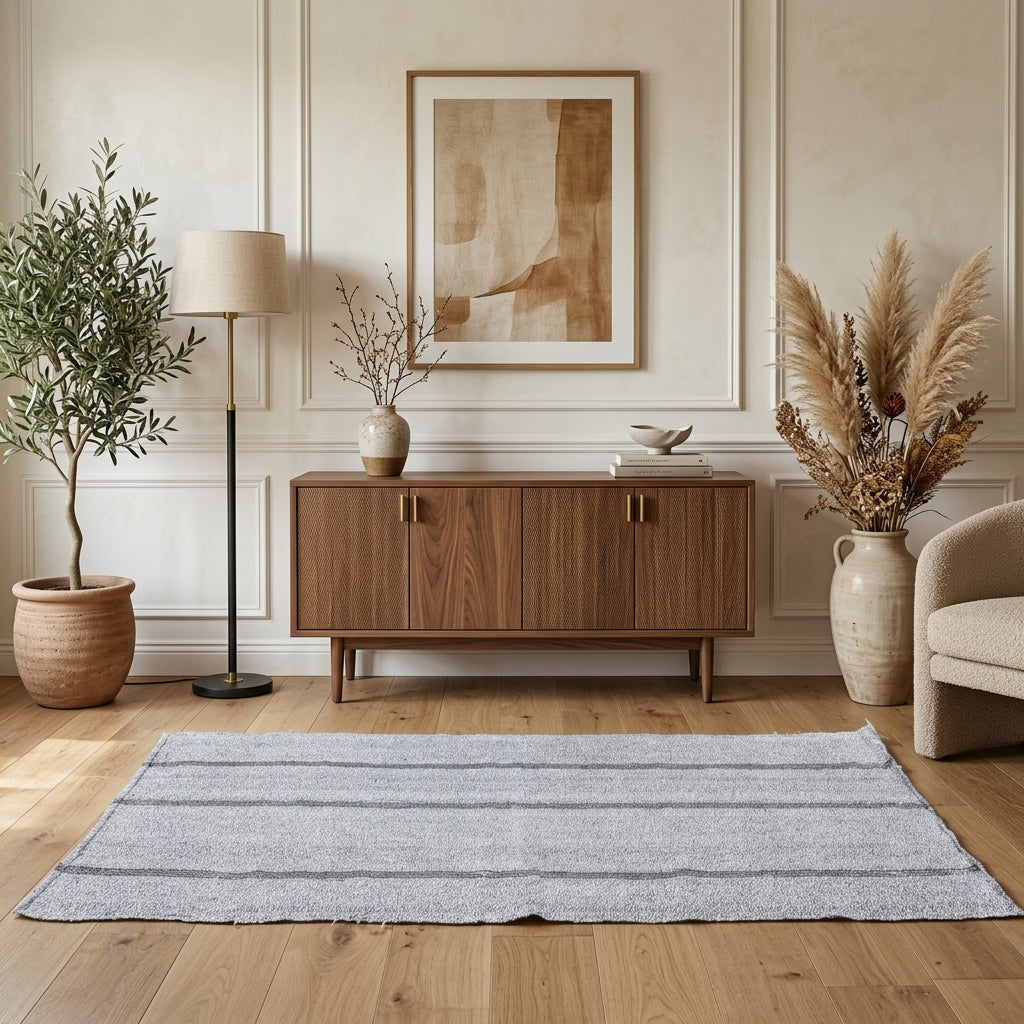Striped pattern on the Toprakter vintage kilim runner rug – handwoven flatweave in Anatolia, Turkey