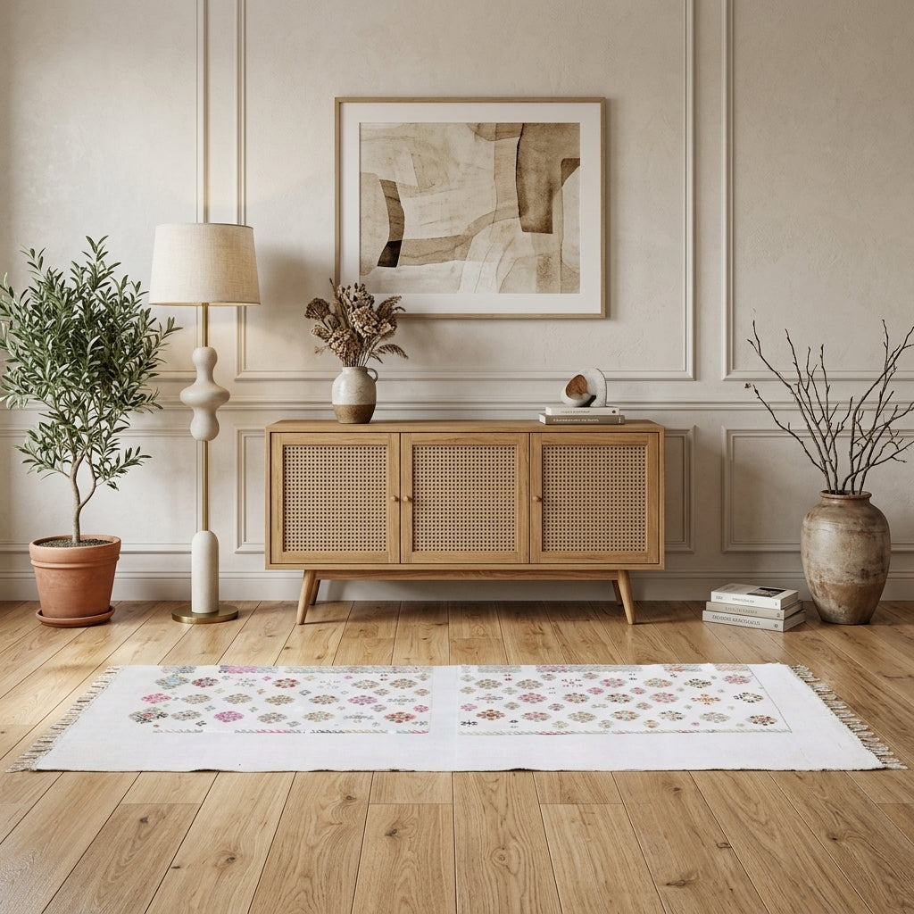 Solid pattern on the Theodike vintage kilim runner rug – handwoven flatweave in Anatolia, Turkey